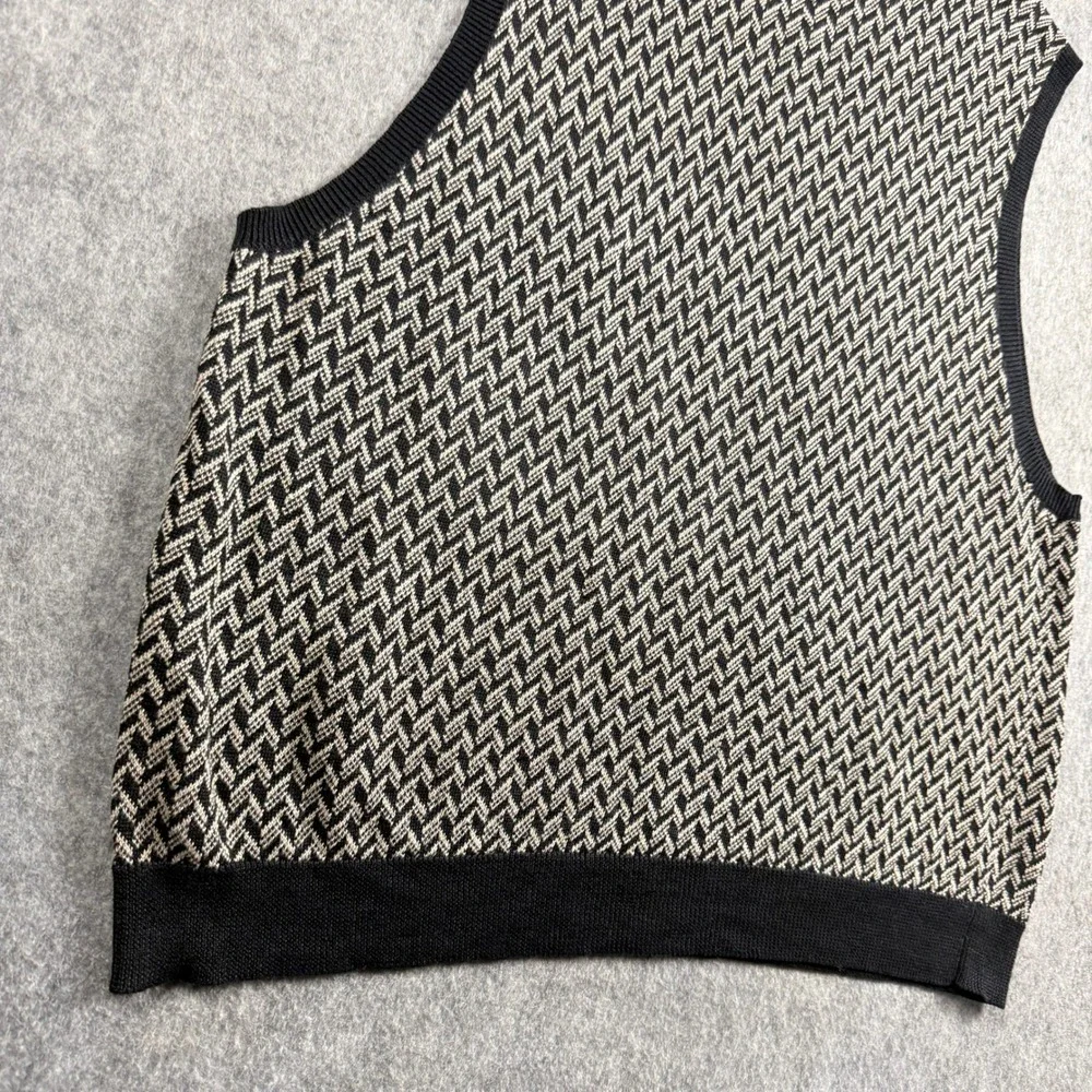 Polo Ralph Lauren Mens XXL Black Tan Linen Chevron V-Neck Sweater Vest